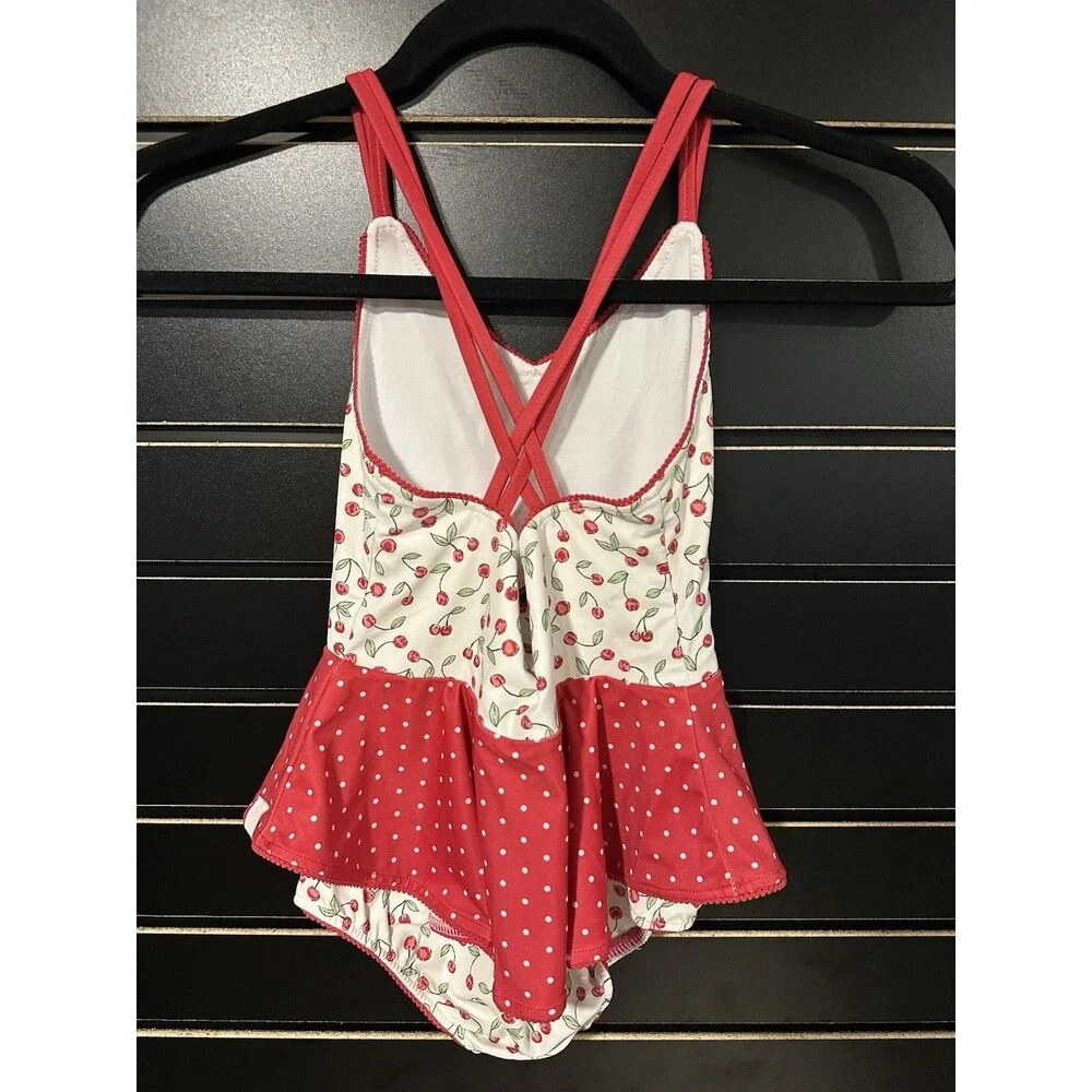 Morgan Skirted One Piece - Red White Cherry Polka Dot Size 6Y NWOT
